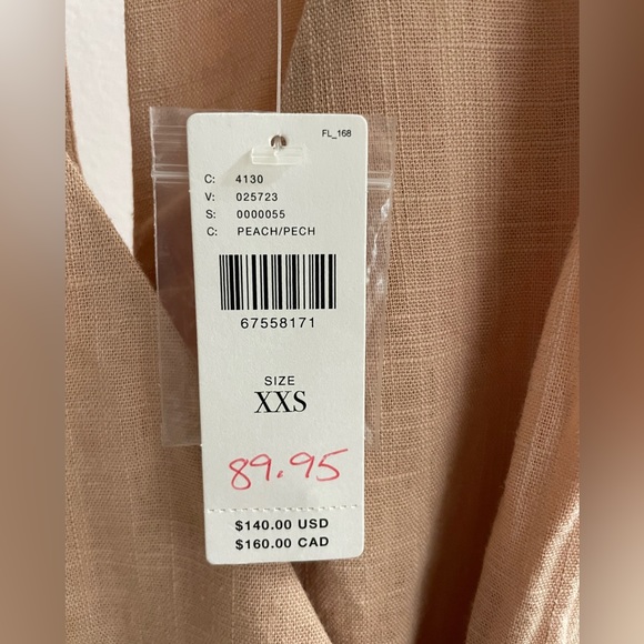 NEW! Sunday in Brooklyn Anthropologie - XXS Blush Colored Linen Dress - Picture 8 of 11